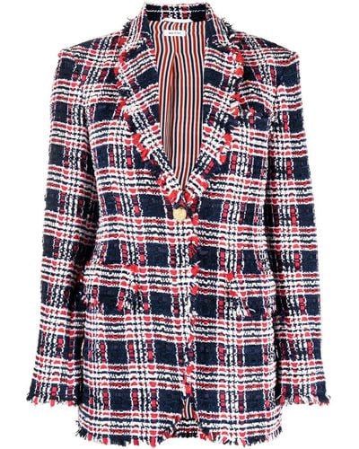 Thom Browne Blazer monopetto in tweed - Rosso