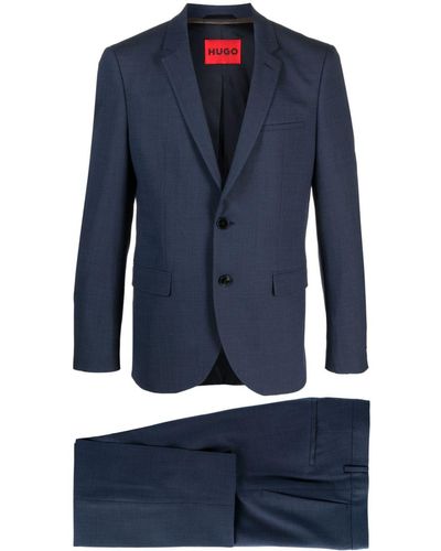 HUGO Single-breasted Twill Suit - Blue