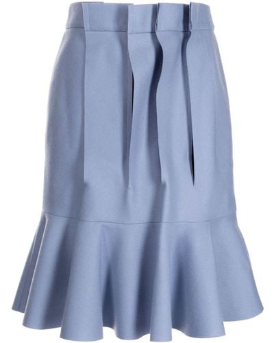 Sacai Asymmetric Pleated Wool Skirt - Blue