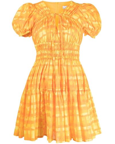 We Are Kindred Chloe Check-pattern Minidress - Yellow
