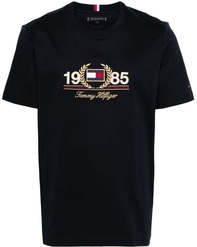 Tommy Hilfiger Embroidered-logo T-shirt - Black