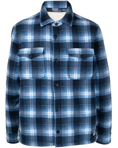 Polo Ralph Lauren Geruit Fleece Overhemd - Blauw
