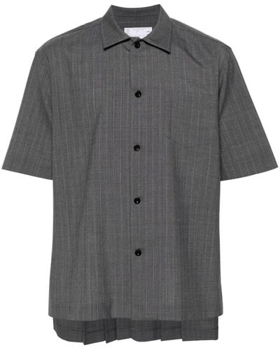Sacai Pleat-detail Pinstripe Shirt - Gray