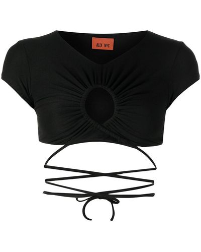 Alix Waist-tied Cropped Top - Black
