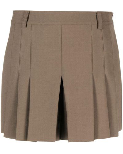 Semicouture Pleated High-waisted Shorts - Brown