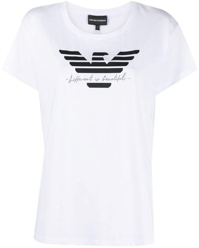Emporio Armani Camiseta con logo estampado - Blanco