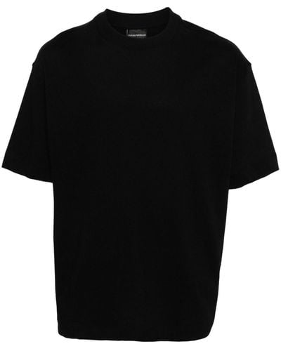 Emporio Armani T-shirt en coton à logo appliqué - Noir