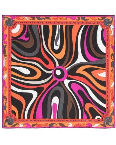 Emilio Pucci Abstract-print Silk Scarf - Red