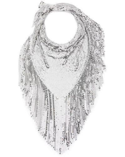 Rabanne Chainmail Fringed Scarf - White