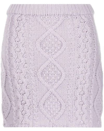 ROKH Cable-knit Mid-ride Skirt - Purple