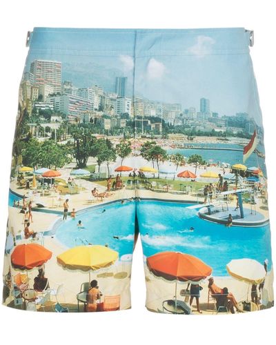 Orlebar Brown Bulldog Monte Carlo Print Swim Shorts - Blauw
