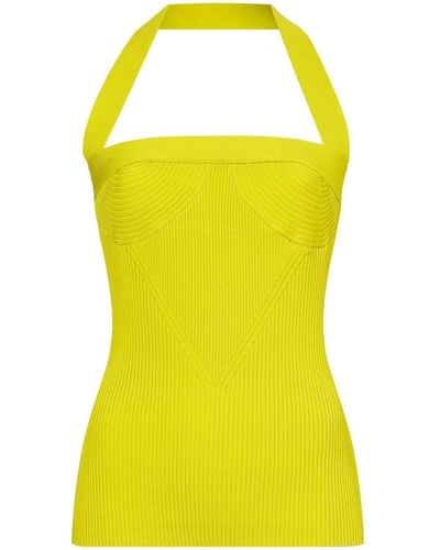 Proenza Schouler Ribbed-knit Halterneck Knitted Top - Yellow