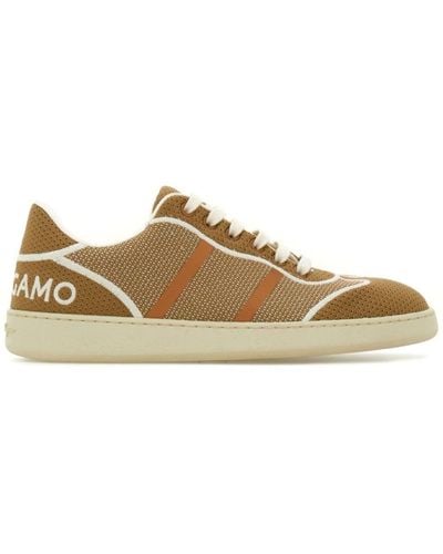 Ferragamo Logo-embroidered Low-top Sneakers - Natural