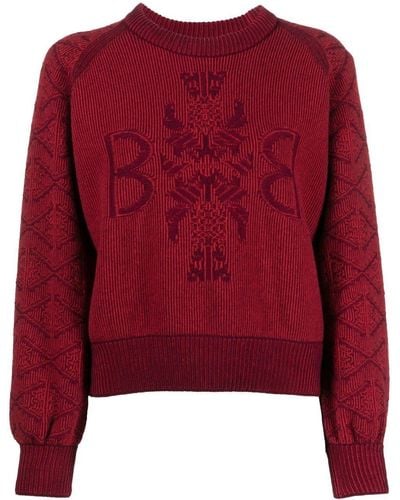 Barrie Round Neck Cashmere Sweater - Red