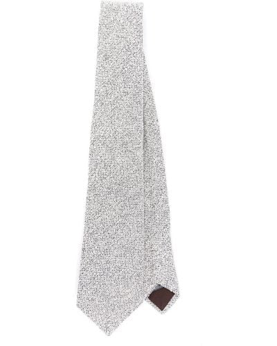 Canali Bouclé-design Tie - White