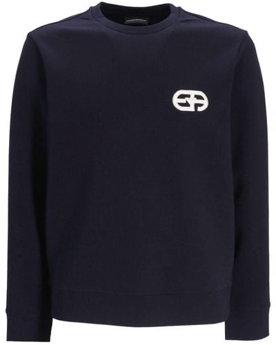 Emporio Armani Sweater Met Logopatch - Blauw