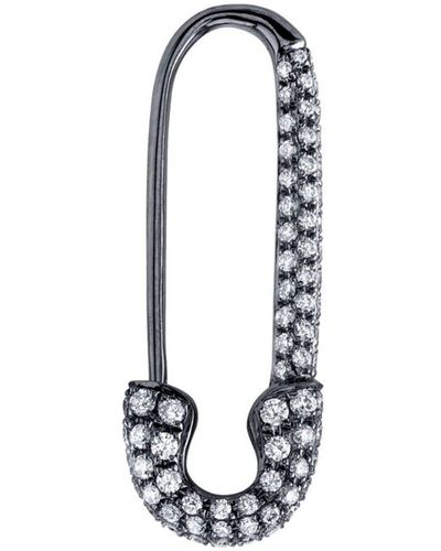 Anita Ko 18kt Black Gold Safety Pin Diamond Hoop Earring - White