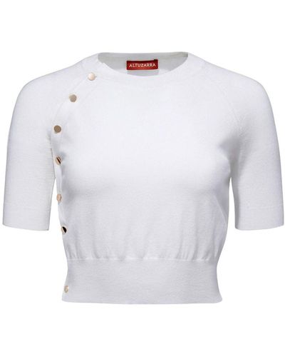 Altuzarra Short-sleeve Knitted Crop Top - White