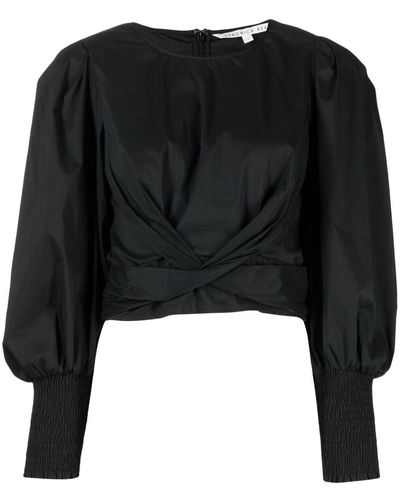 Veronica Beard Blusa crop con maniche a palloncino - Nero