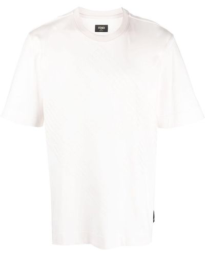 Fendi T-Shirt mit " Shadow"-Stickerei - Weiß