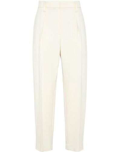 Brunello Cucinelli Pleated Wide-leg Trousers - White