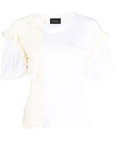 Simone Rocha Ruffled Puff-sleeve T-shirt - White