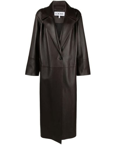 Loewe Manteau en cuir à coupe oversize - Noir