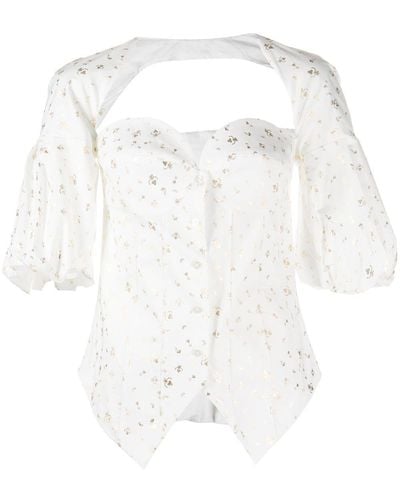 Rosie Assoulin Floral-print Sweetheart Neck Blouse - White
