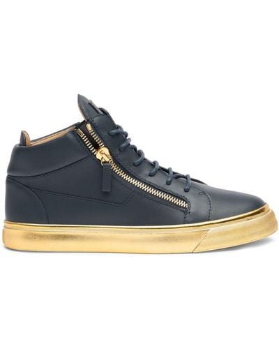 Giuseppe Zanotti Kriss Metallic-sole Leather Sneakers - Blue