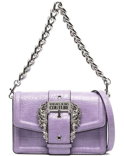 Versace Crocodile-embossed Faux-leather Bag - Purple
