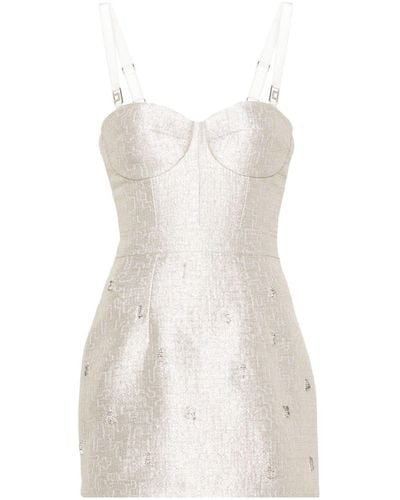 Elisabetta Franchi Short Tweed Dress With Lurex Details - White