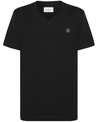 Philipp Plein T-Shirt mit V-Ausschnitt - Schwarz