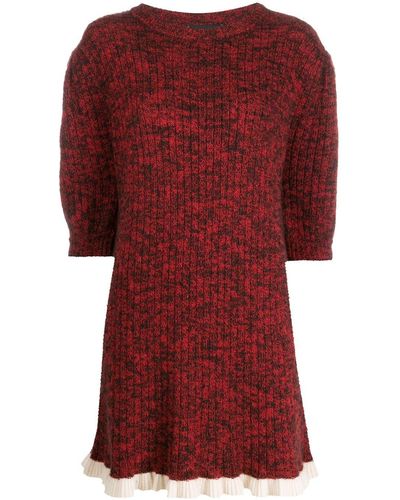Cashmere In Love Ribbed Petra Sweater Dress - Red