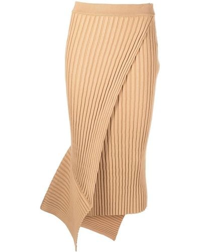Stella McCartney Asymmetric Rib-knit Wrap Skirt - Brown