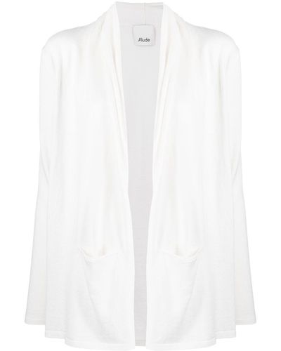 Allude Open-front Cowl-neck Top - White