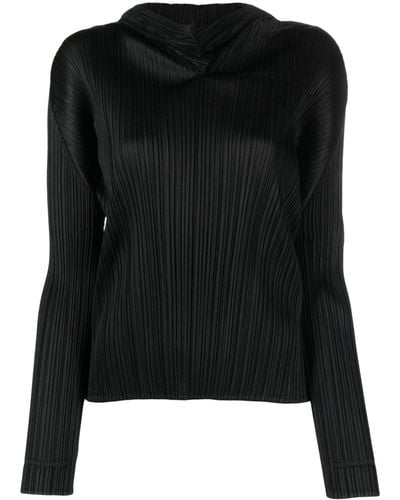 Pleats Please Issey Miyake Sudadera Monthly Colours September con capucha - Negro