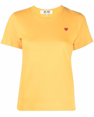 COMME DES GARÇONS PLAY Cotton Embroidered-logo T-shirt - Yellow