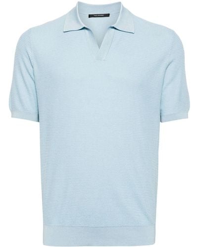Tagliatore Paco Poloshirt mit offenem Kragen - Blau