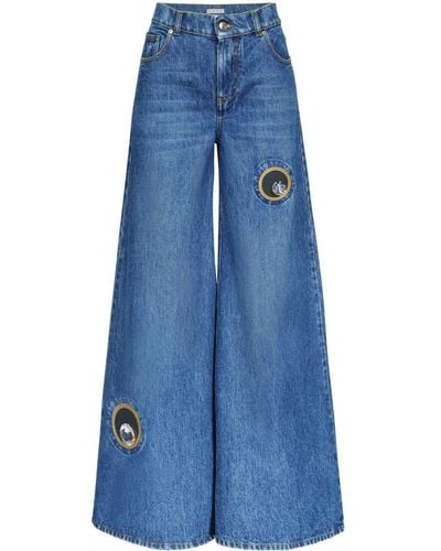 Area Jeans a gamba ampia Crystal Eyelet - Blu