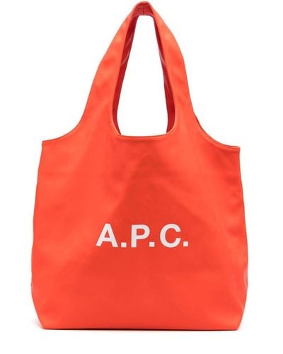 A.P.C. Sac à main à logo imprimé - Rouge