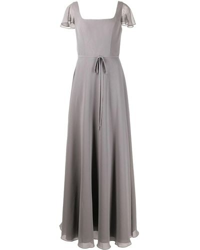 Marchesa Flutter-sleeve Bridesmaid Gown - Grey