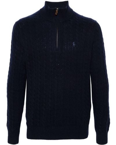 Polo Ralph Lauren embroidered-logo cable-knit Jumper - Farfetch