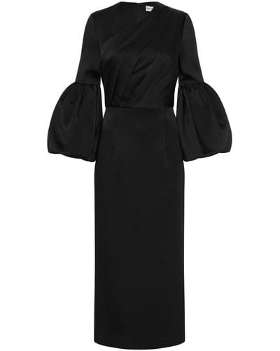 Rebecca Vallance Augustine Puff-sleeve Midi Dress - Black
