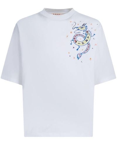 Marni Embroidered Cotton T-shirt - White