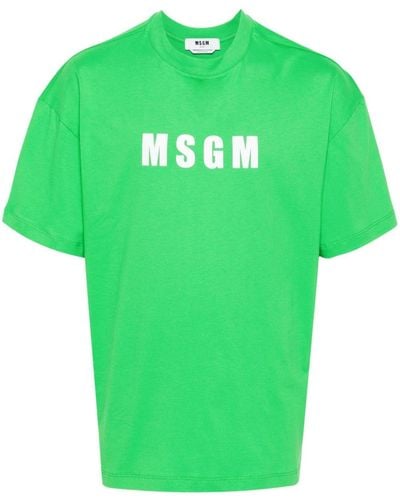 MSGM T-shirt Met Logoprint - Groen