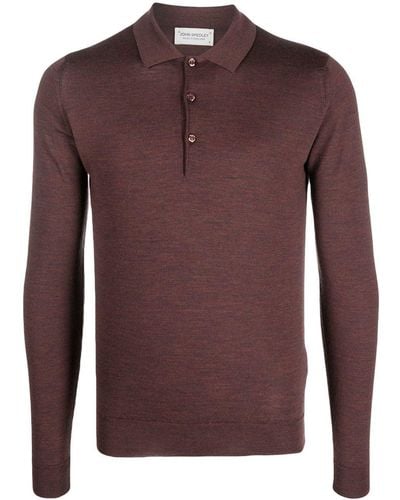 John Smedley Button-front Long-sleeved Polo Shirt - Brown