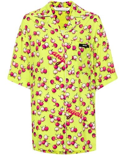 Palm Angels Cherries-patterned Short-sleeved Shirt - Yellow