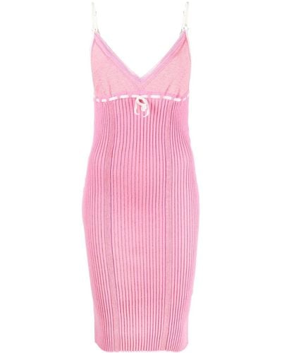 Cormio Bow-detail Knitted Midi Dress - Pink