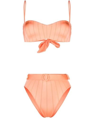 Noire Swimwear Bikini mit hohem Bund - Orange