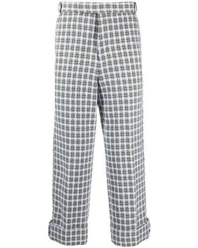 Thom Browne Backstrap-detail Checked Tailored Trousers - Blue